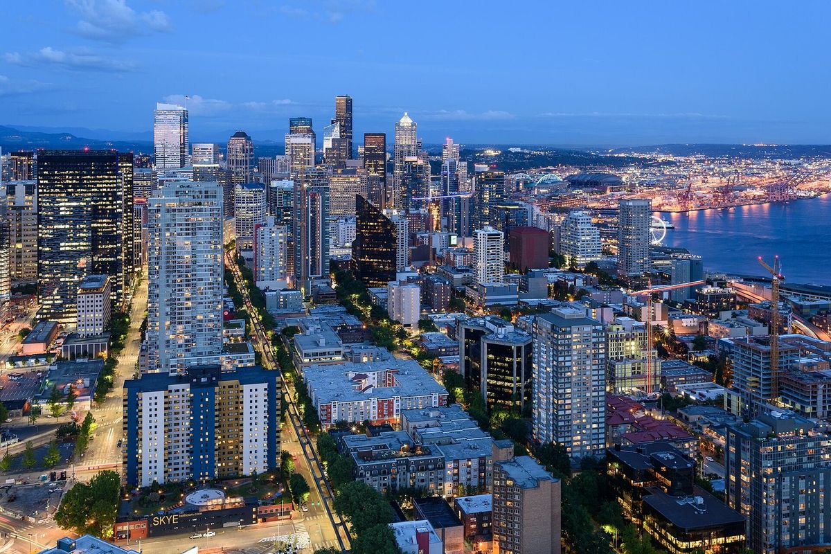 Downtown Seattle at dusk